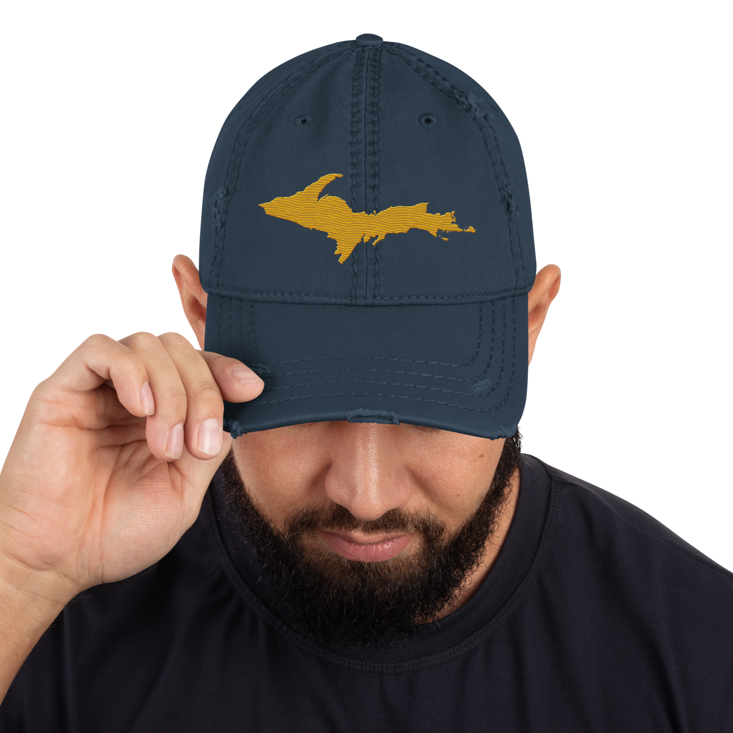 Upper Peninsula Distressed Dad Hat | Gold