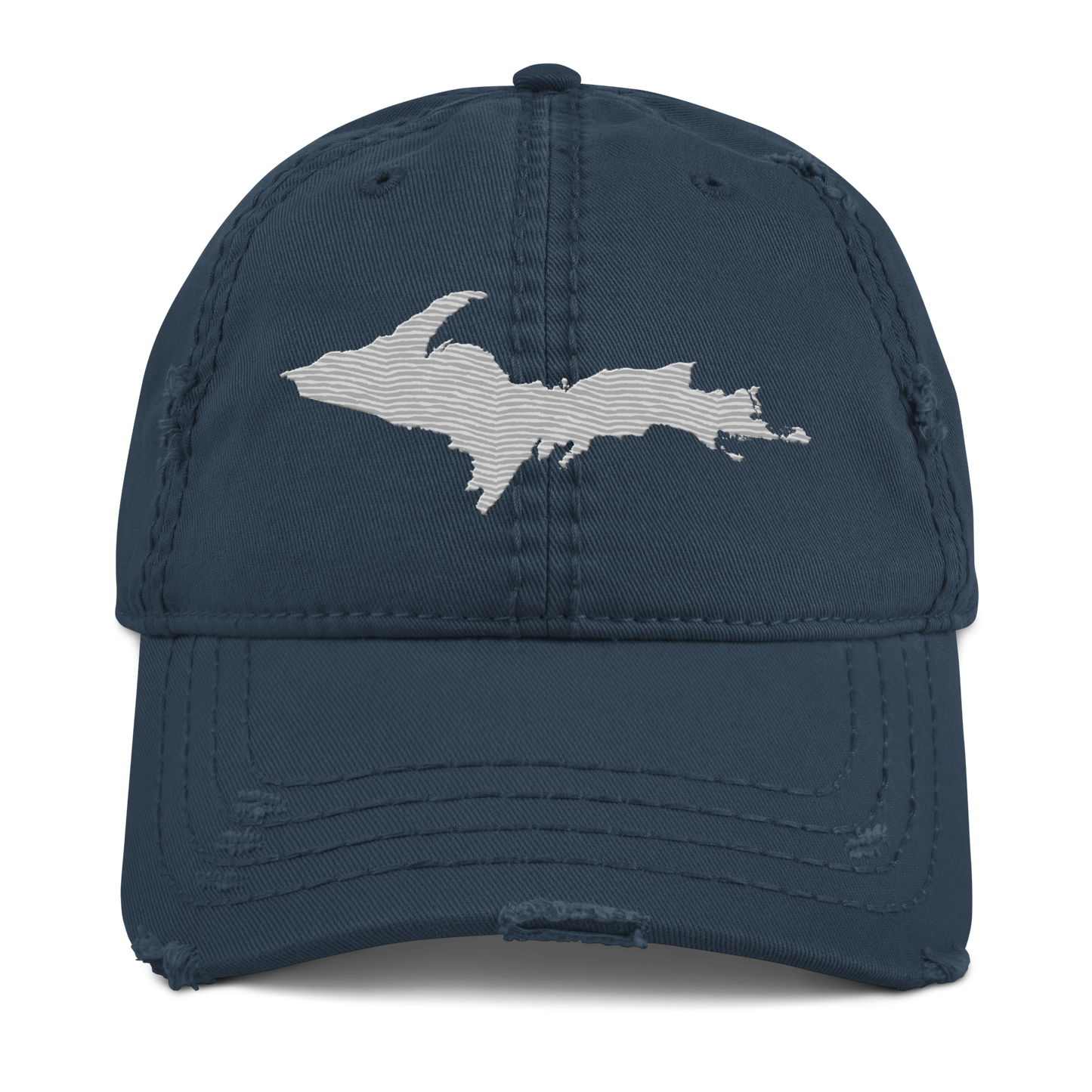 Upper Peninsula Distressed Dad Hat | Platinum