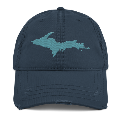 Upper Peninsula Distressed Dad Hat | Huron Blue