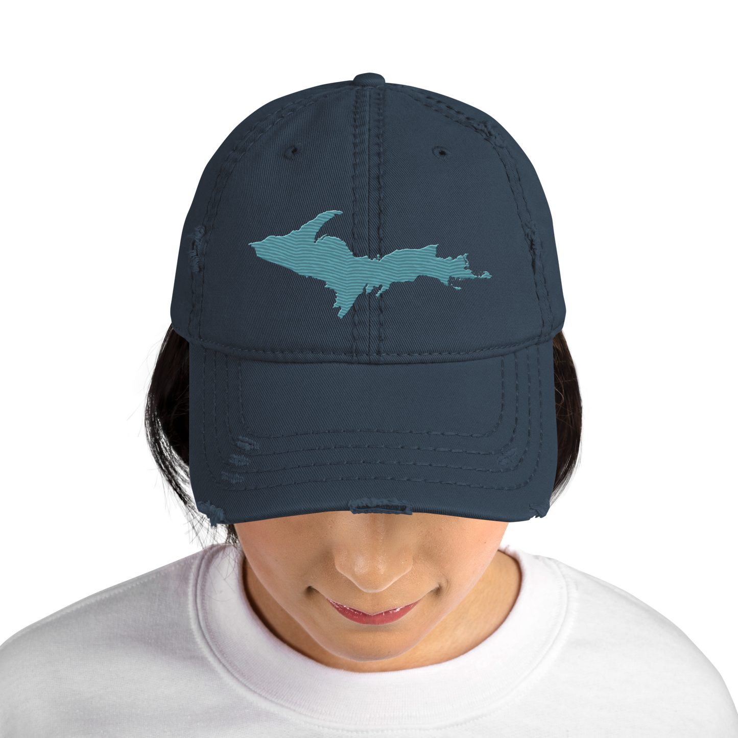 Upper Peninsula Distressed Dad Hat | Huron Blue