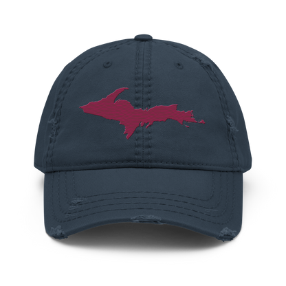 Upper Peninsula Distressed Dad Hat | Ruby Red