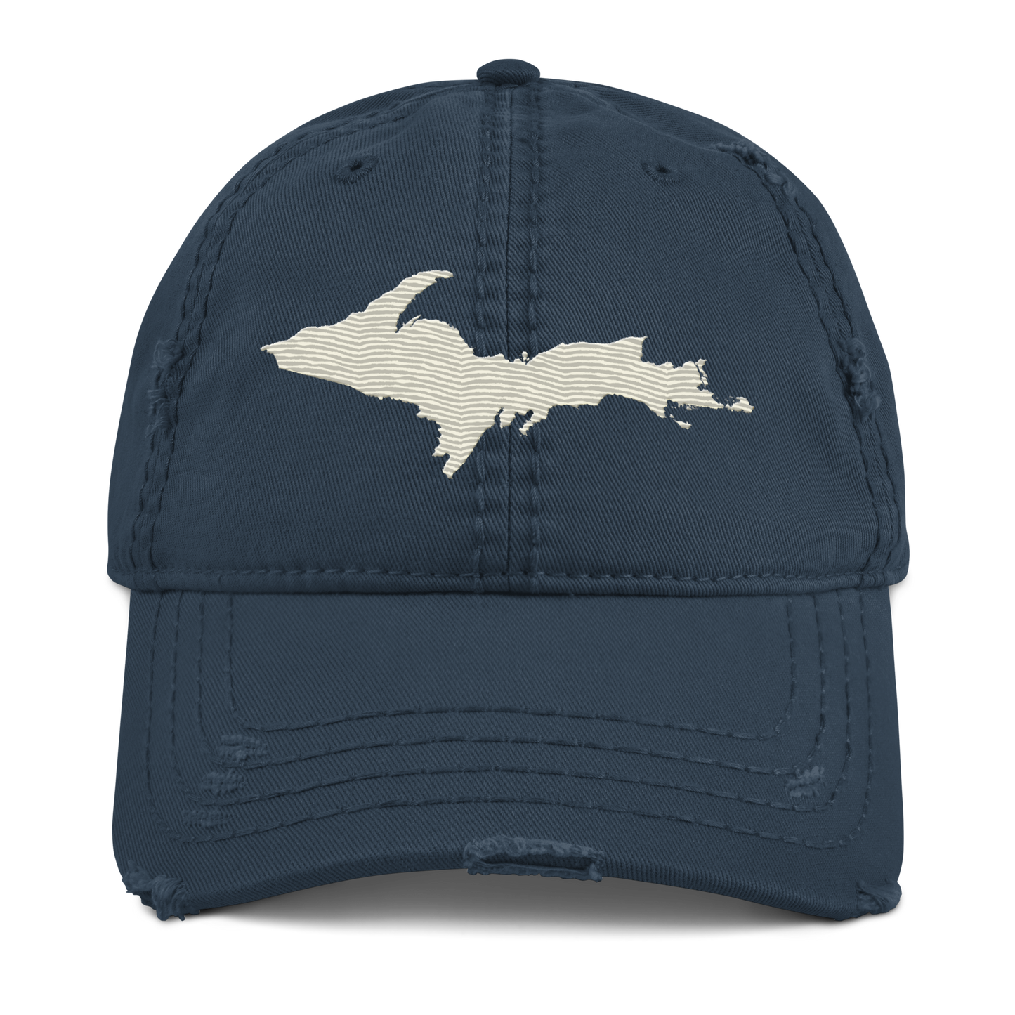 Upper Peninsula Distressed Dad Hat | Ivory White