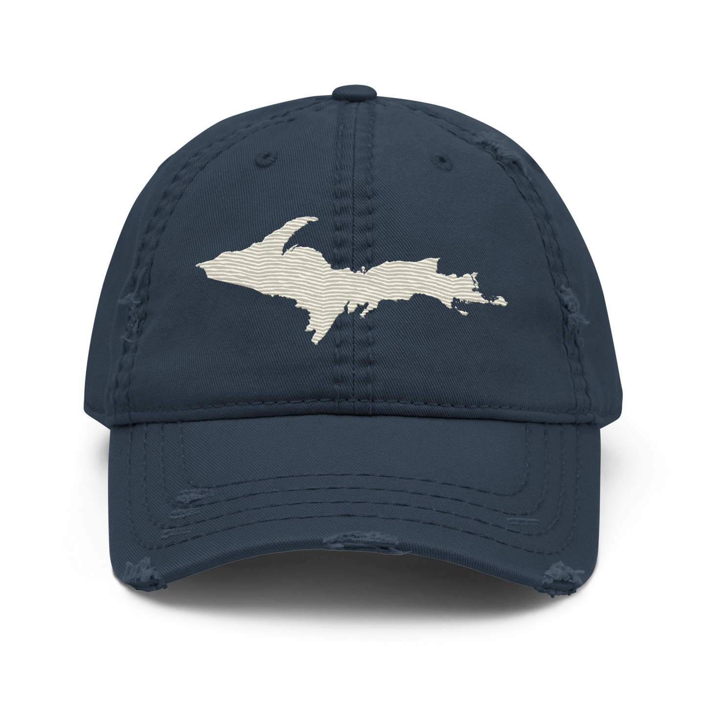 Upper Peninsula Distressed Dad Hat | Ivory White