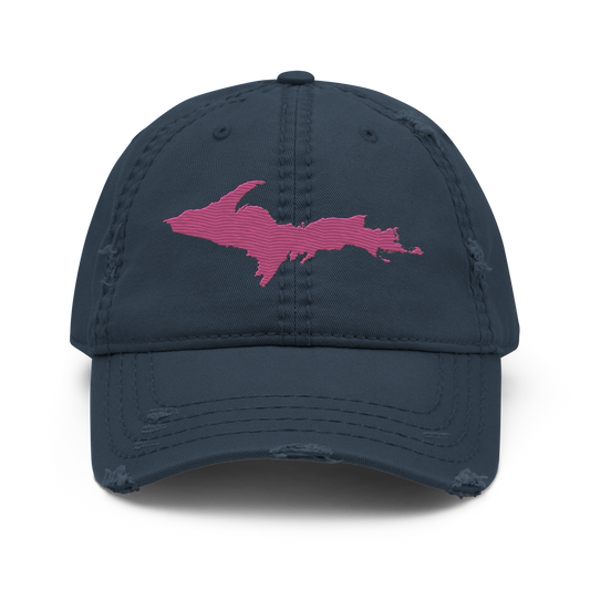 Upper Peninsula Distressed Dad Hat | Apple Blossom Pink