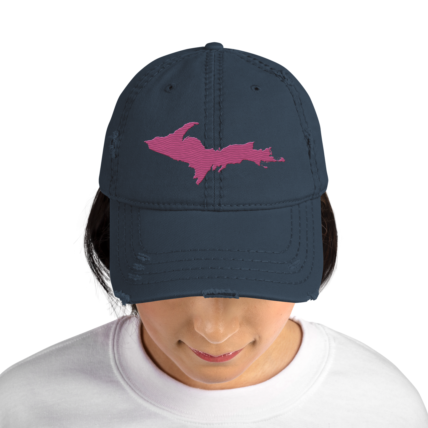 Upper Peninsula Distressed Dad Hat | Apple Blossom Pink