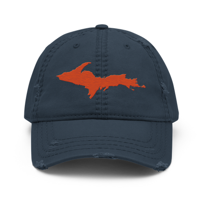 Upper Peninsula Distressed Dad Hat | Maple Leaf Orange