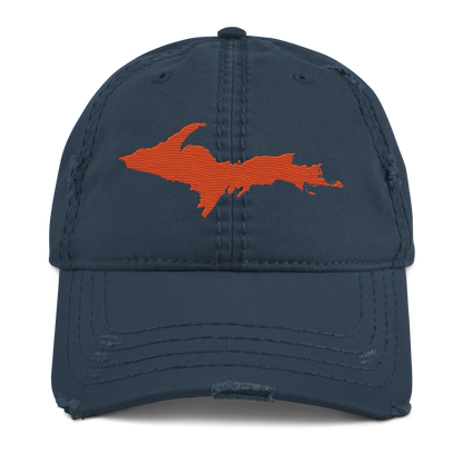 Upper Peninsula Distressed Dad Hat | Maple Leaf Orange