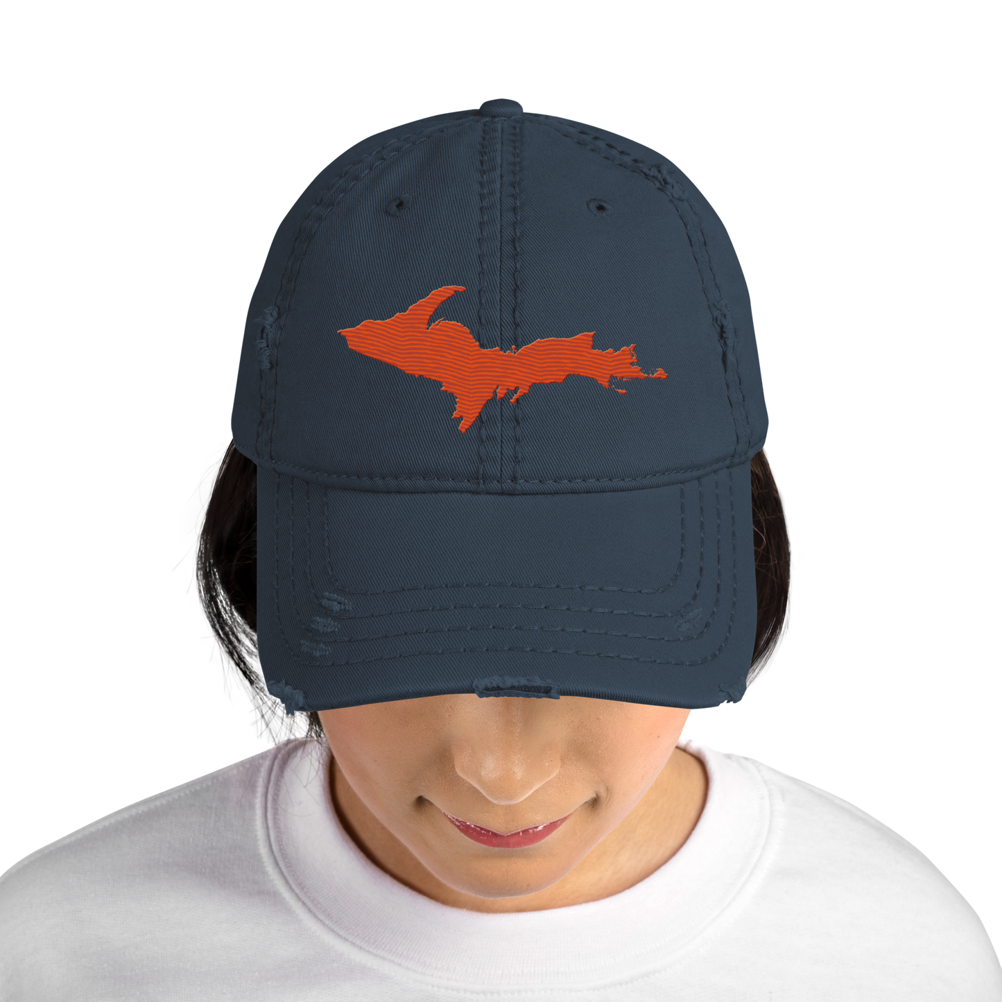 Upper Peninsula Distressed Dad Hat | Maple Leaf Orange