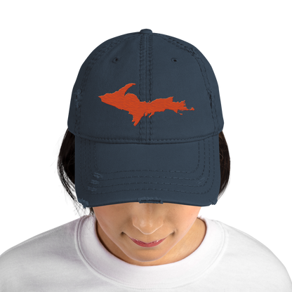 Upper Peninsula Distressed Dad Hat | Maple Leaf Orange