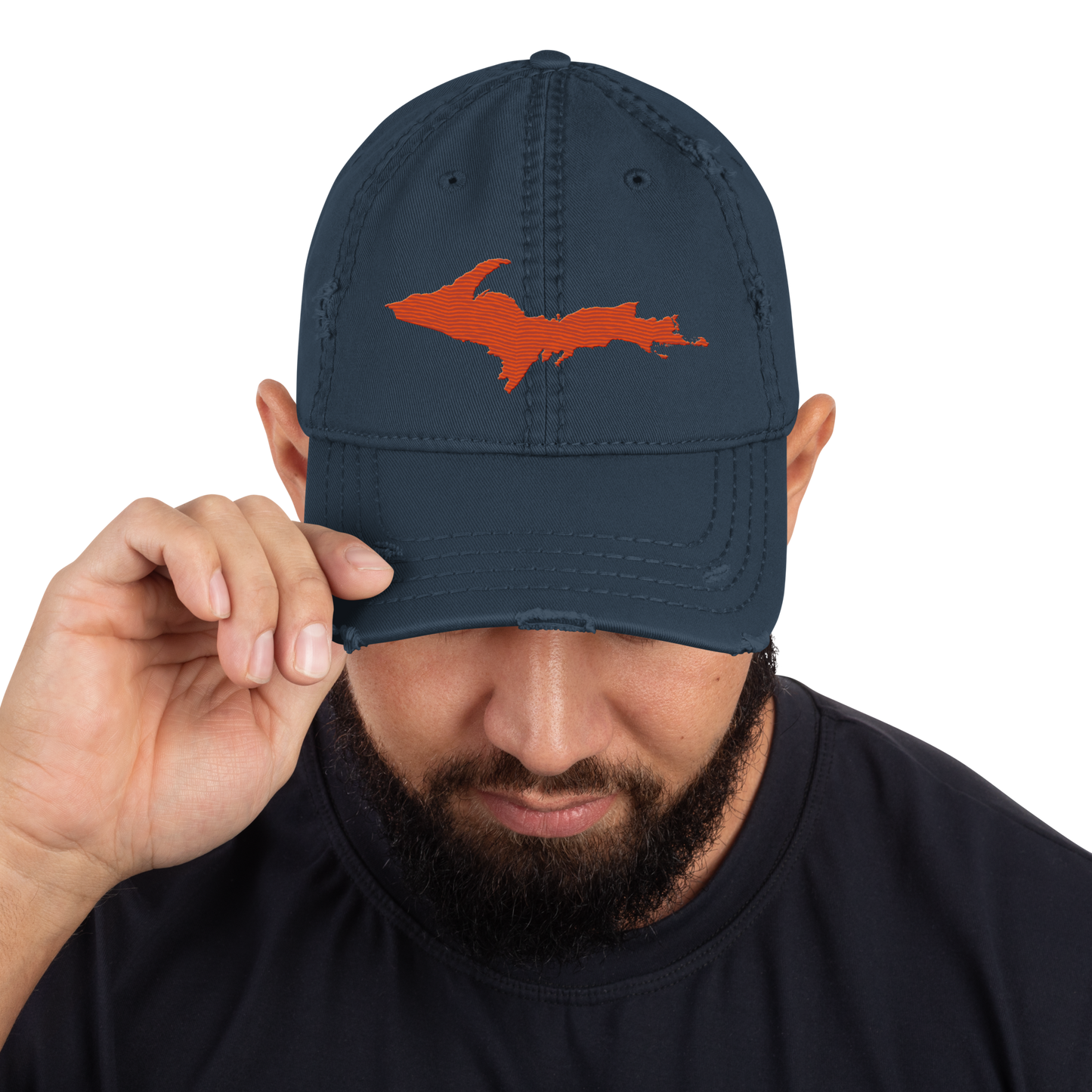 Upper Peninsula Distressed Dad Hat | Maple Leaf Orange