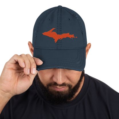 Upper Peninsula Distressed Dad Hat | Maple Leaf Orange