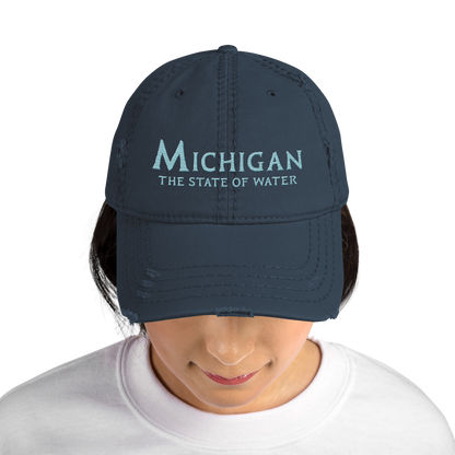 'Michigan The State of Water' Distressed Dad Hat | Aquatic Sci-Fi Parody