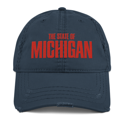 'The State of Michigan' Distressed Dad Hat | Flying Superhero Parody