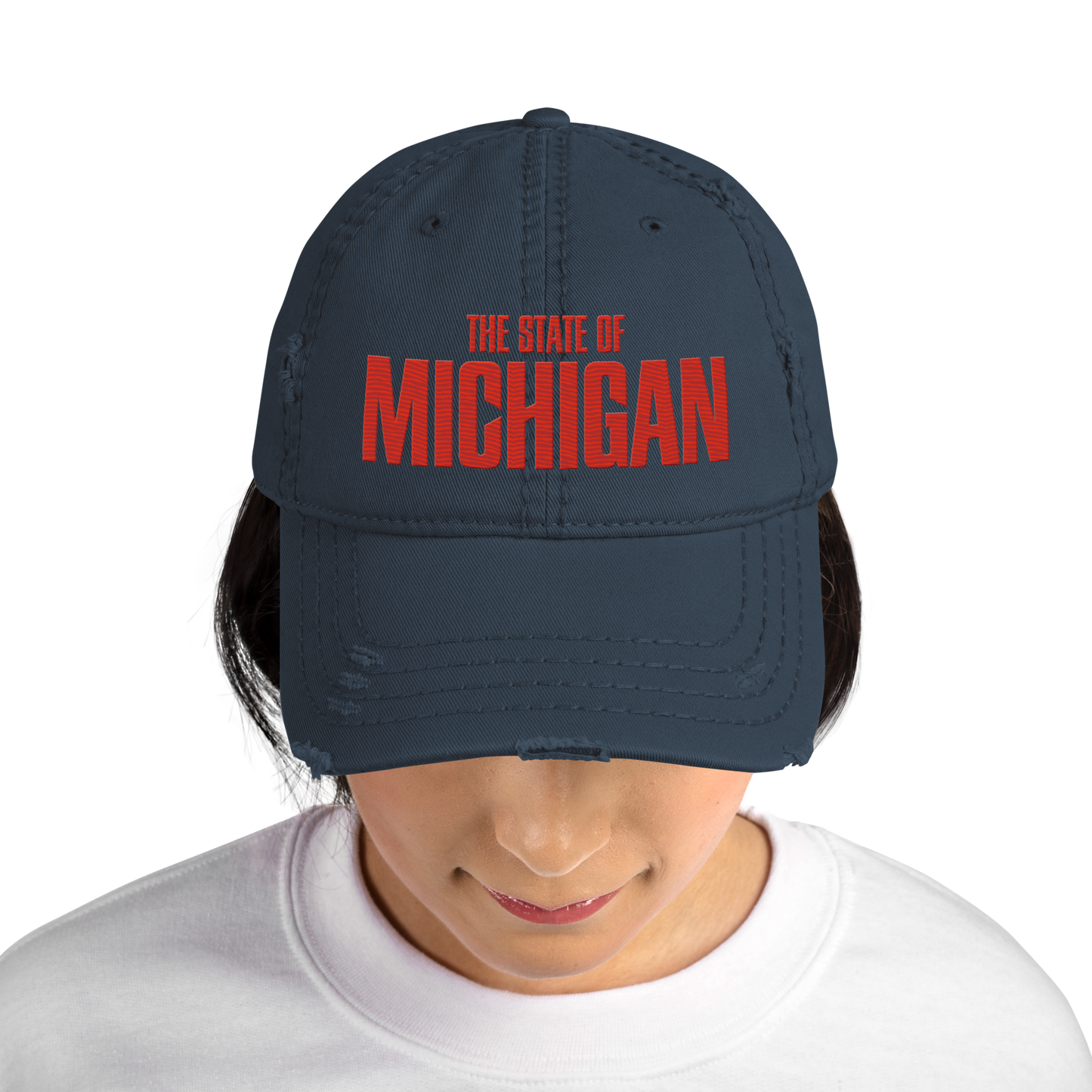 'The State of Michigan' Distressed Dad Hat | Flying Superhero Parody