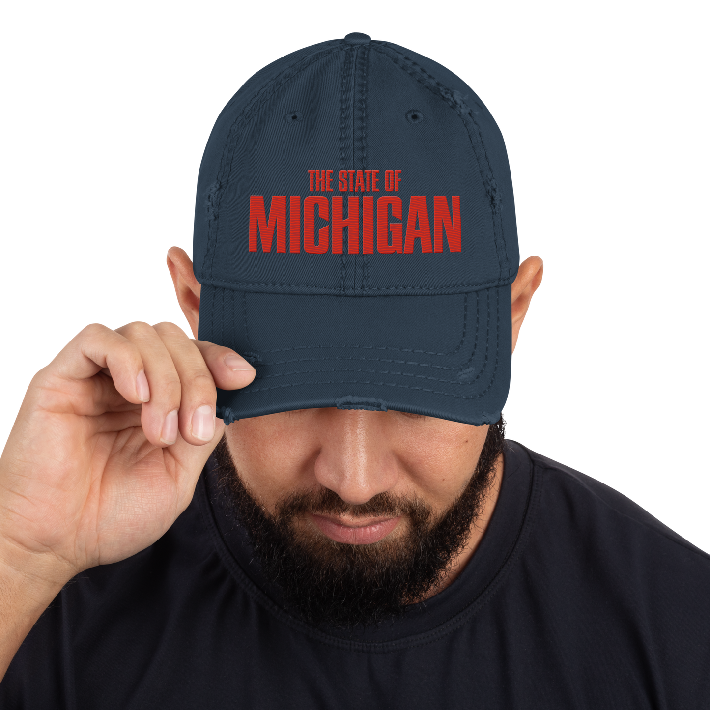 'The State of Michigan' Distressed Dad Hat | Flying Superhero Parody