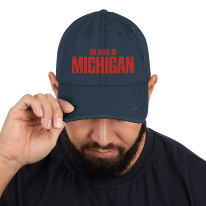 'The State of Michigan' Distressed Dad Hat | Flying Superhero Parody