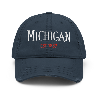 'Michigan 1837' Distressed Dad Hat | Spooky Drama Parody