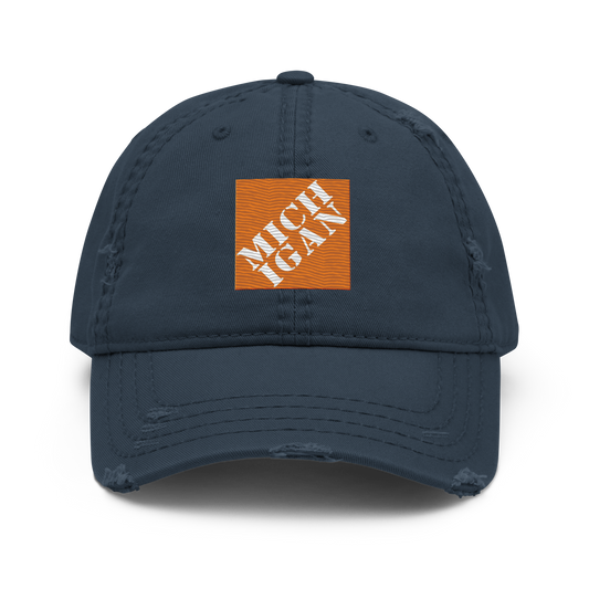 'Michigan' Distressed Dad Hat | Construction Retail Parody