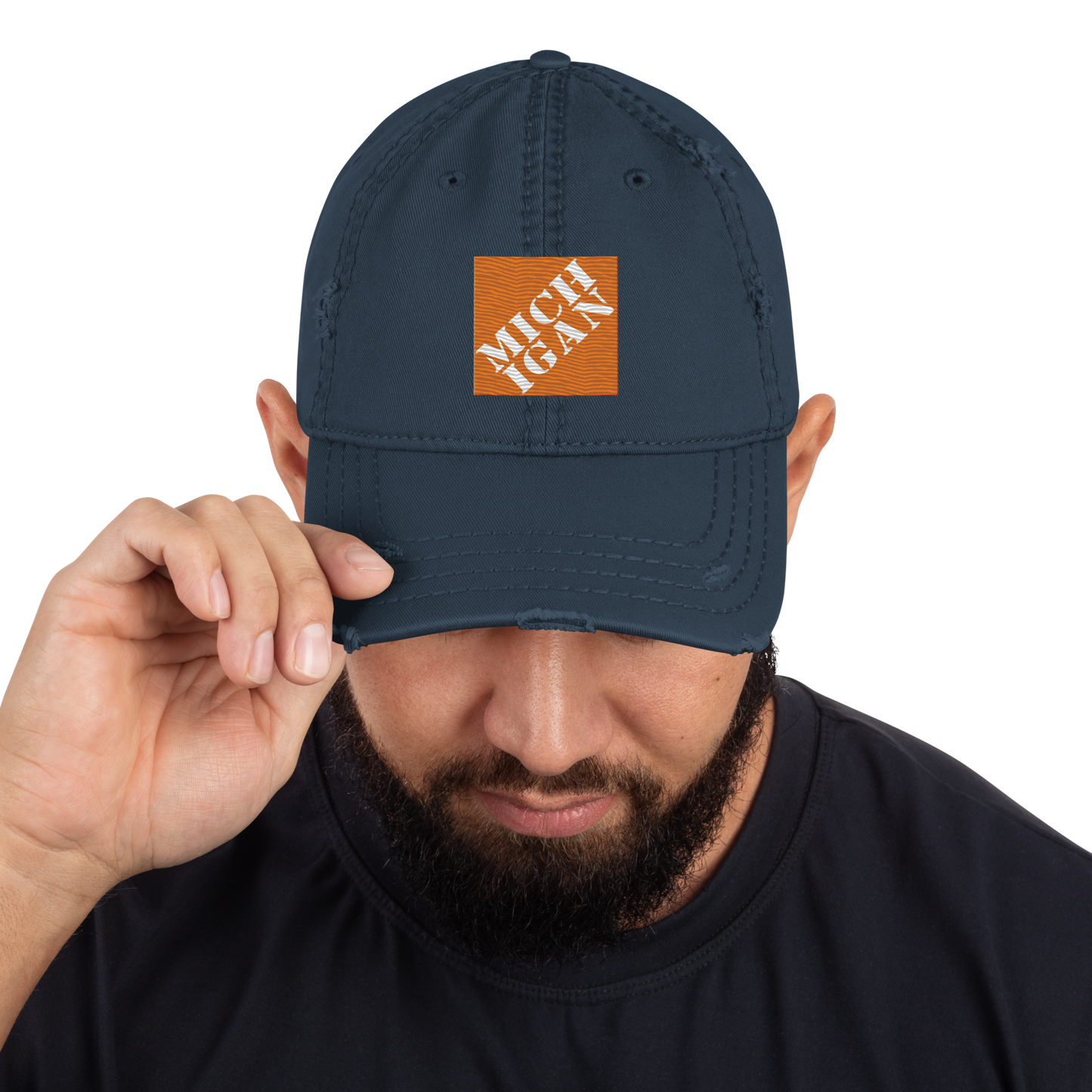 'Michigan' Distressed Dad Hat | Construction Retail Parody