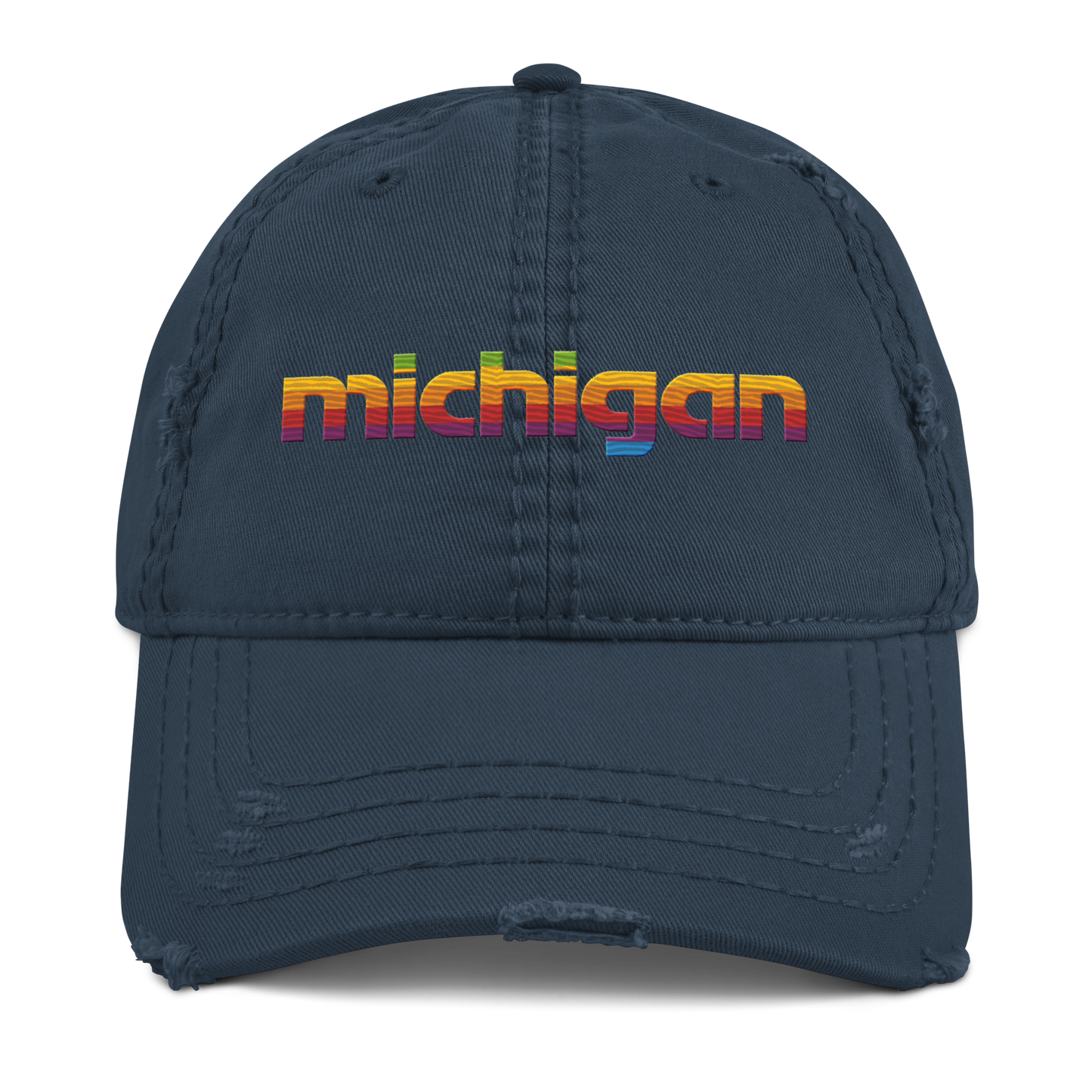 'Michigan' Distressed Dad Hat | 80s Pomaceous Tech Parody