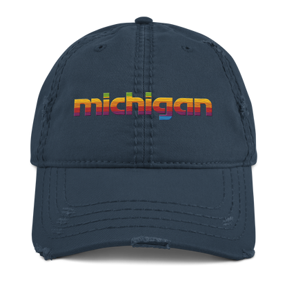 'Michigan' Distressed Dad Hat | 80s Pomaceous Tech Parody