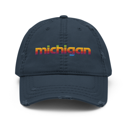 'Michigan' Distressed Dad Hat | 80s Pomaceous Tech Parody