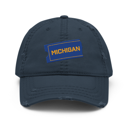 'Michigan' Distressed Dad Hat | Video Rental Parody