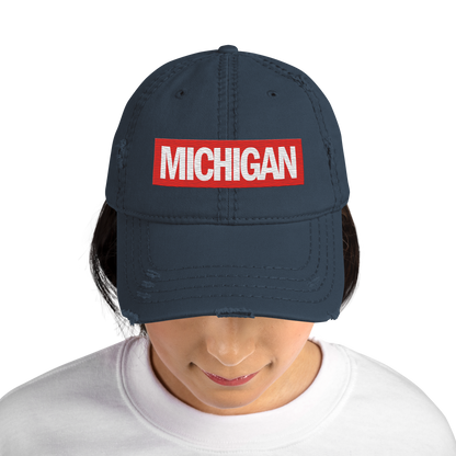 'Michigan' Distressed Dad Hat | Superhero Factory Parody