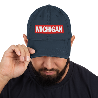 'Michigan' Distressed Dad Hat | Superhero Factory Parody