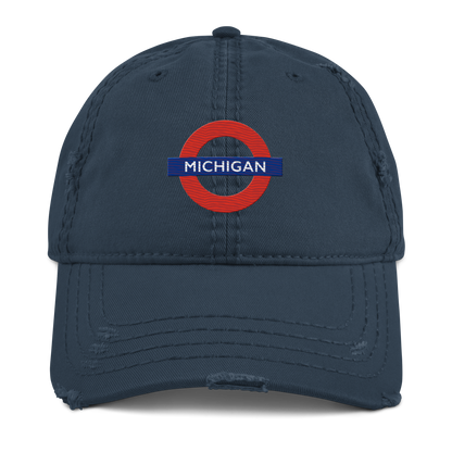 'Michigan' Distressed Dad Hat | London Tube Parody