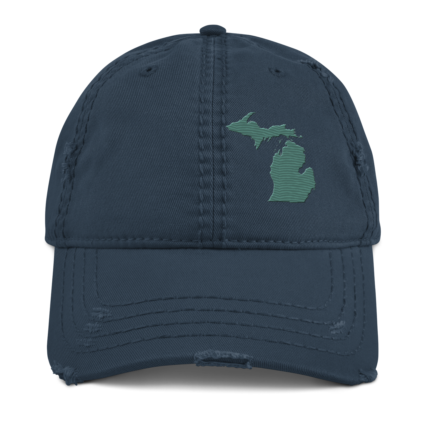 Michigan Distressed Dad Hat | Copper Green Outline