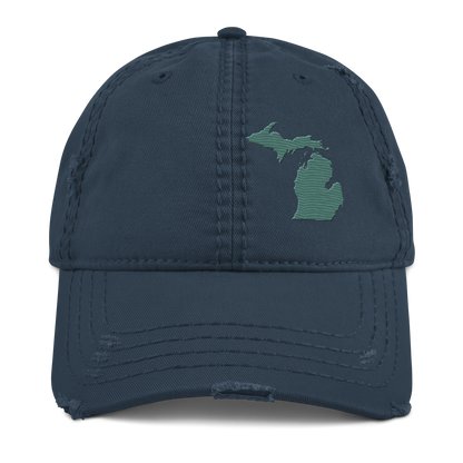 Michigan Distressed Dad Hat | Copper Green Outline