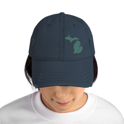 Michigan Distressed Dad Hat | Copper Green Outline