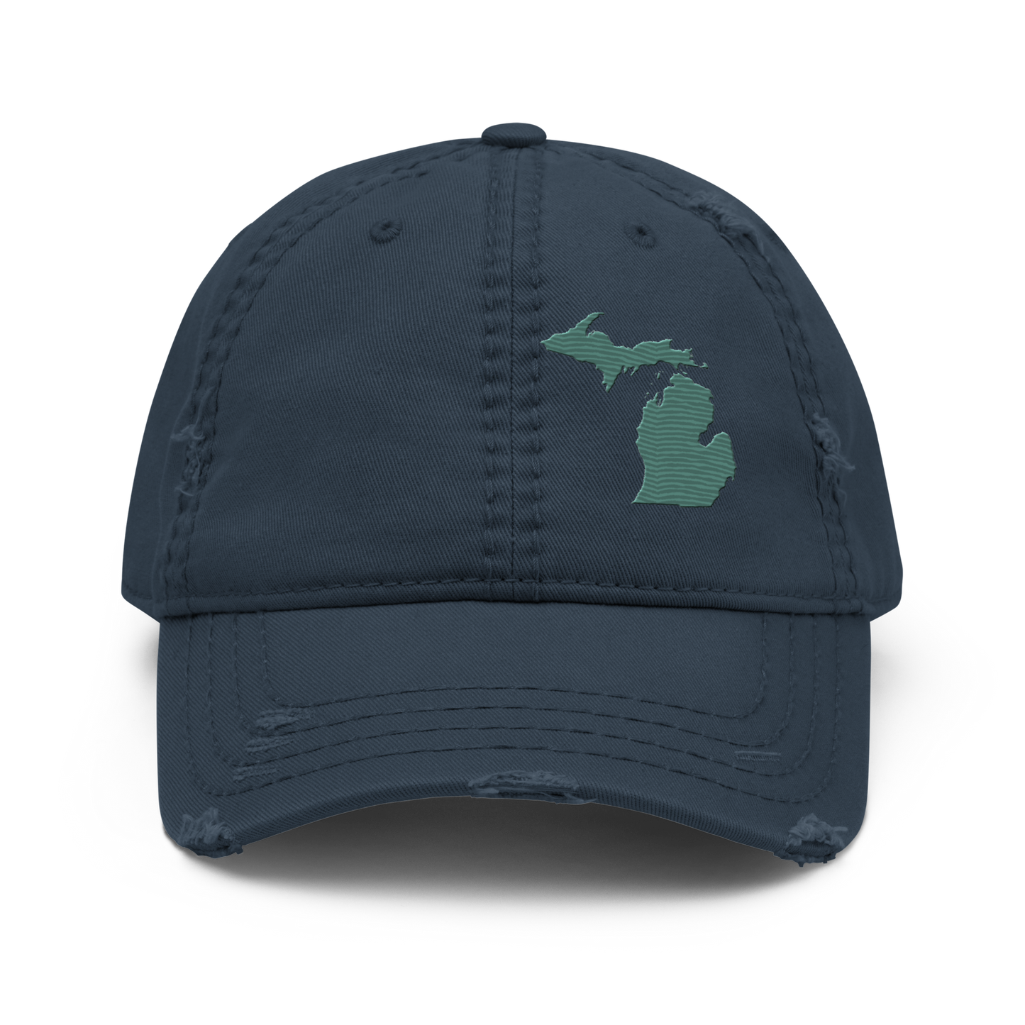 Michigan Distressed Dad Hat | Copper Green Outline