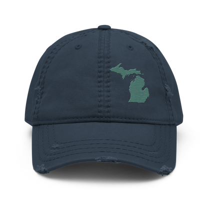 Michigan Distressed Dad Hat | Copper Green Outline