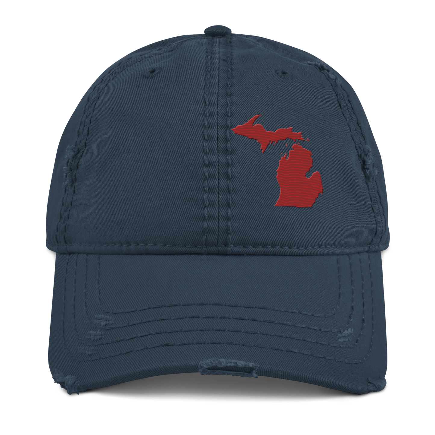 Michigan Distressed Dad Hat | Thimbleberry Red Outline