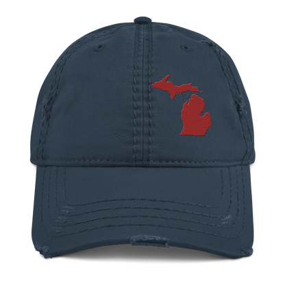 Michigan Distressed Dad Hat | Thimbleberry Red Outline