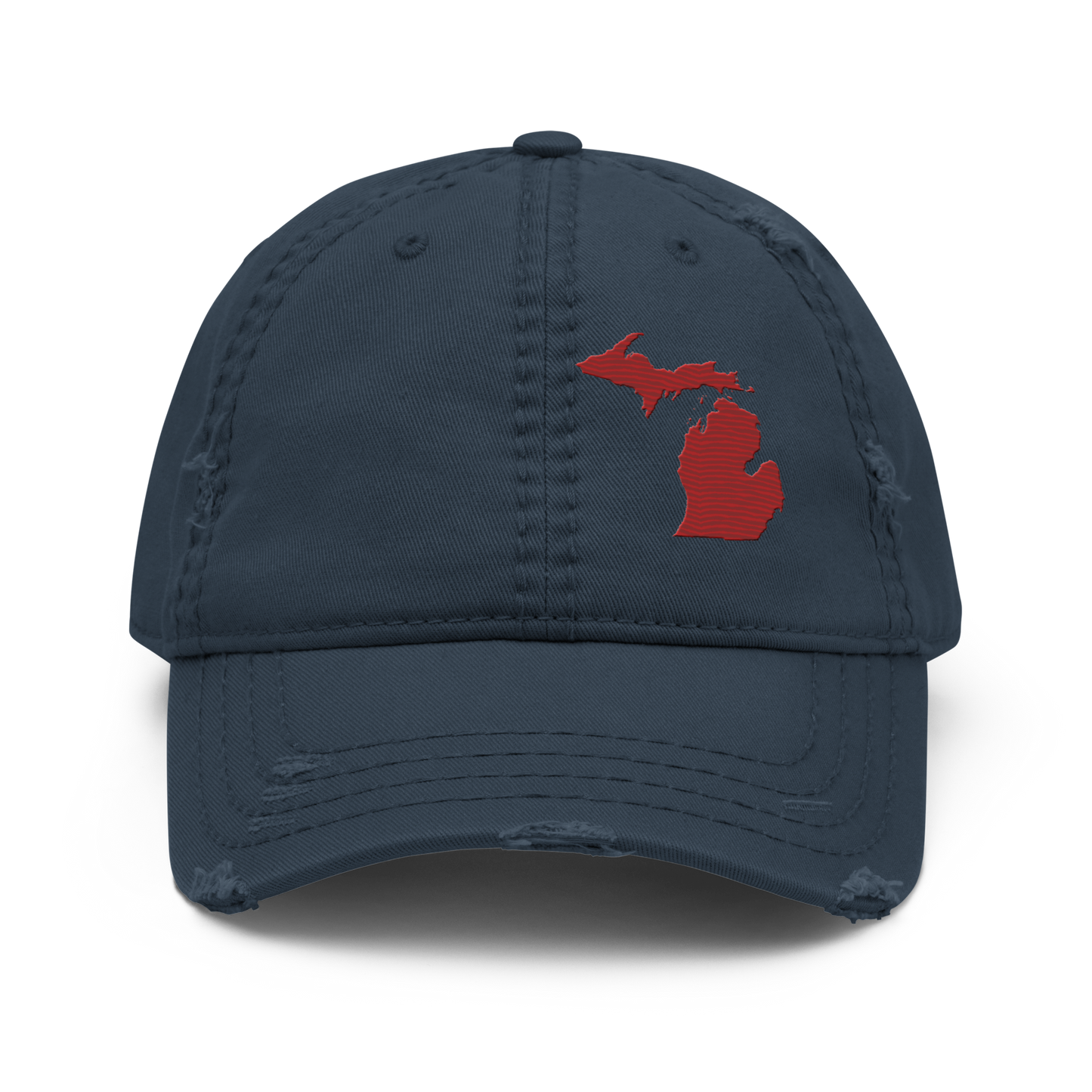 Michigan Distressed Dad Hat | Thimbleberry Red Outline