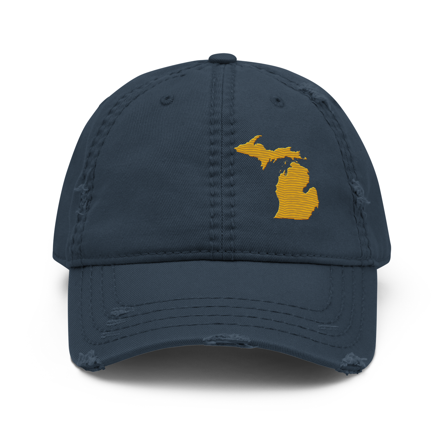 Michigan Distressed Dad Hat | Gold Outline