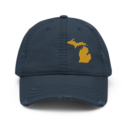 Michigan Distressed Dad Hat | Gold Outline