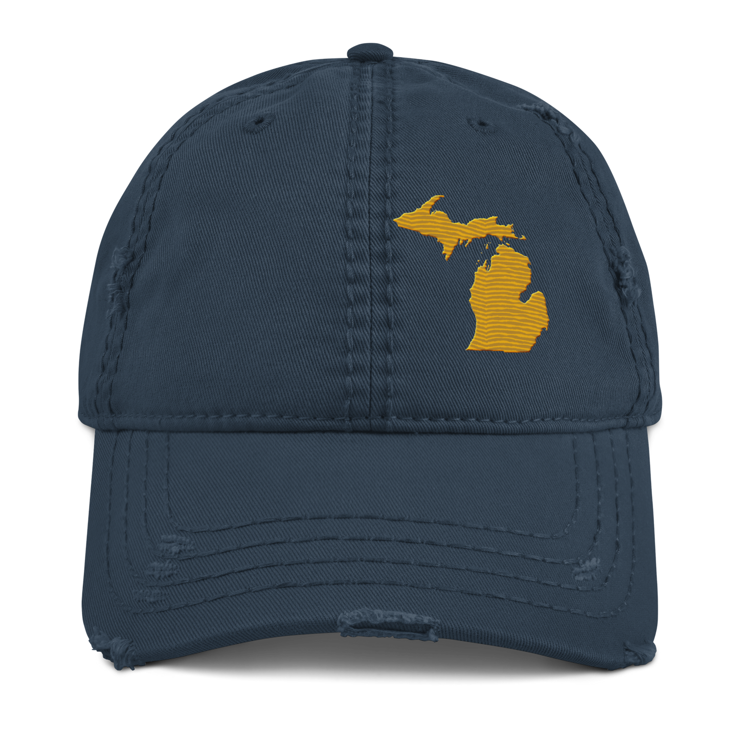 Michigan Distressed Dad Hat | Gold Outline