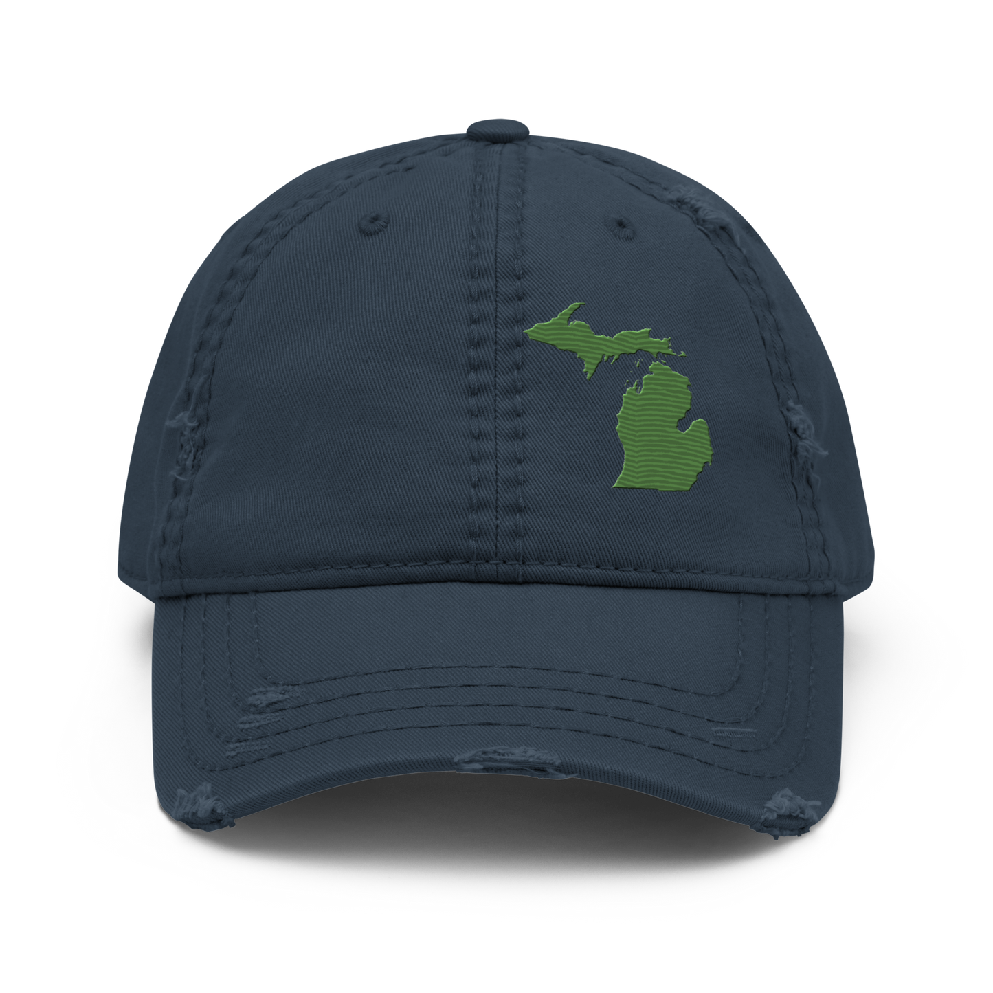 Michigan Distressed Dad Hat | Pine Green Outline