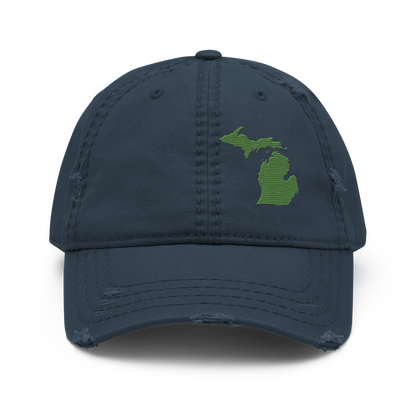 Michigan Distressed Dad Hat | Pine Green Outline