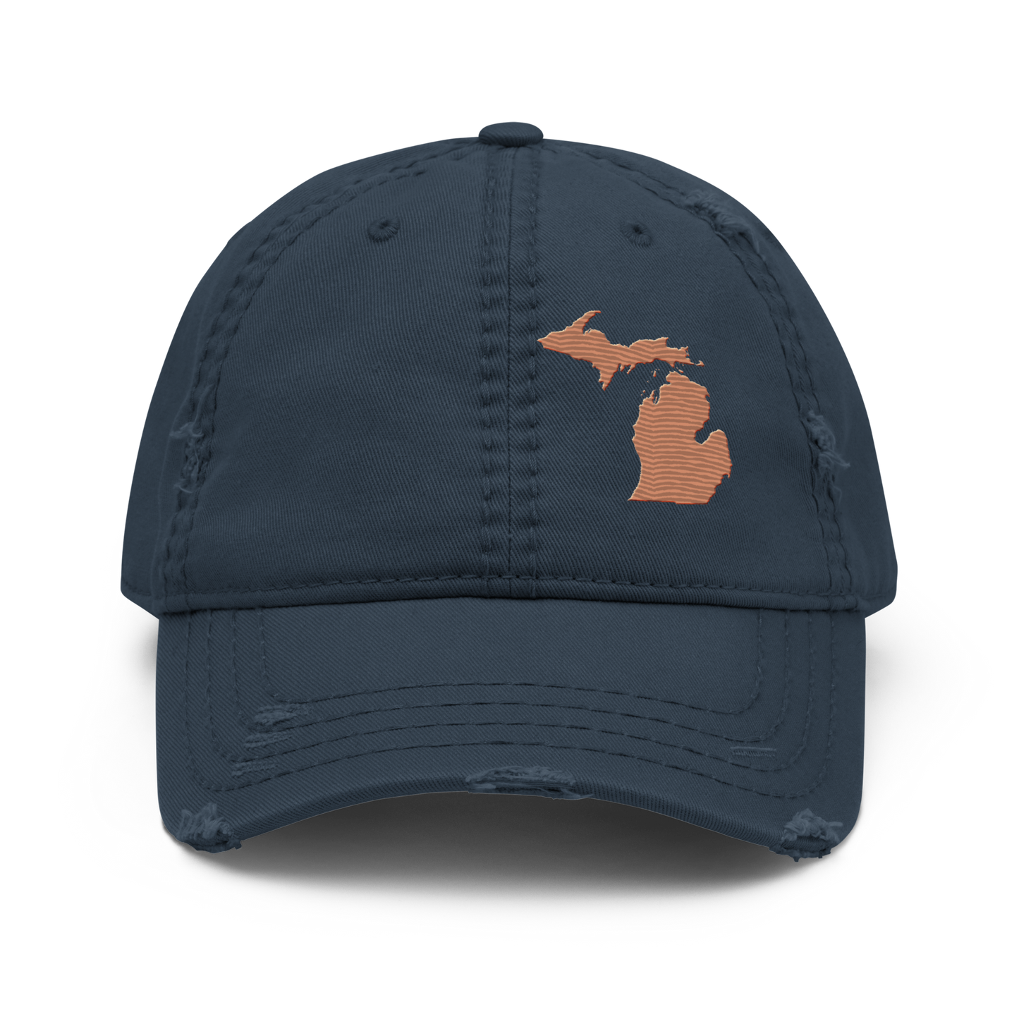 Michigan Distressed Dad Hat | Copper Outline