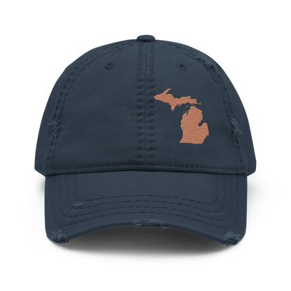 Michigan Distressed Dad Hat | Copper Outline