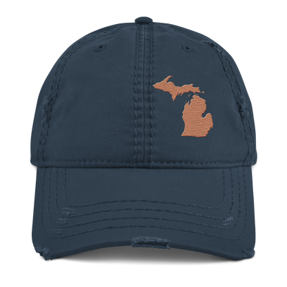 Michigan Distressed Dad Hat | Copper Outline