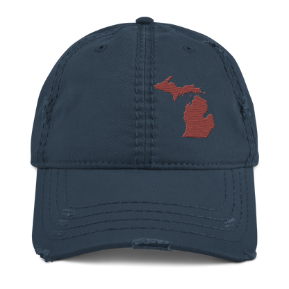 Michigan Distressed Dad Hat | Ore Dock Red Outline