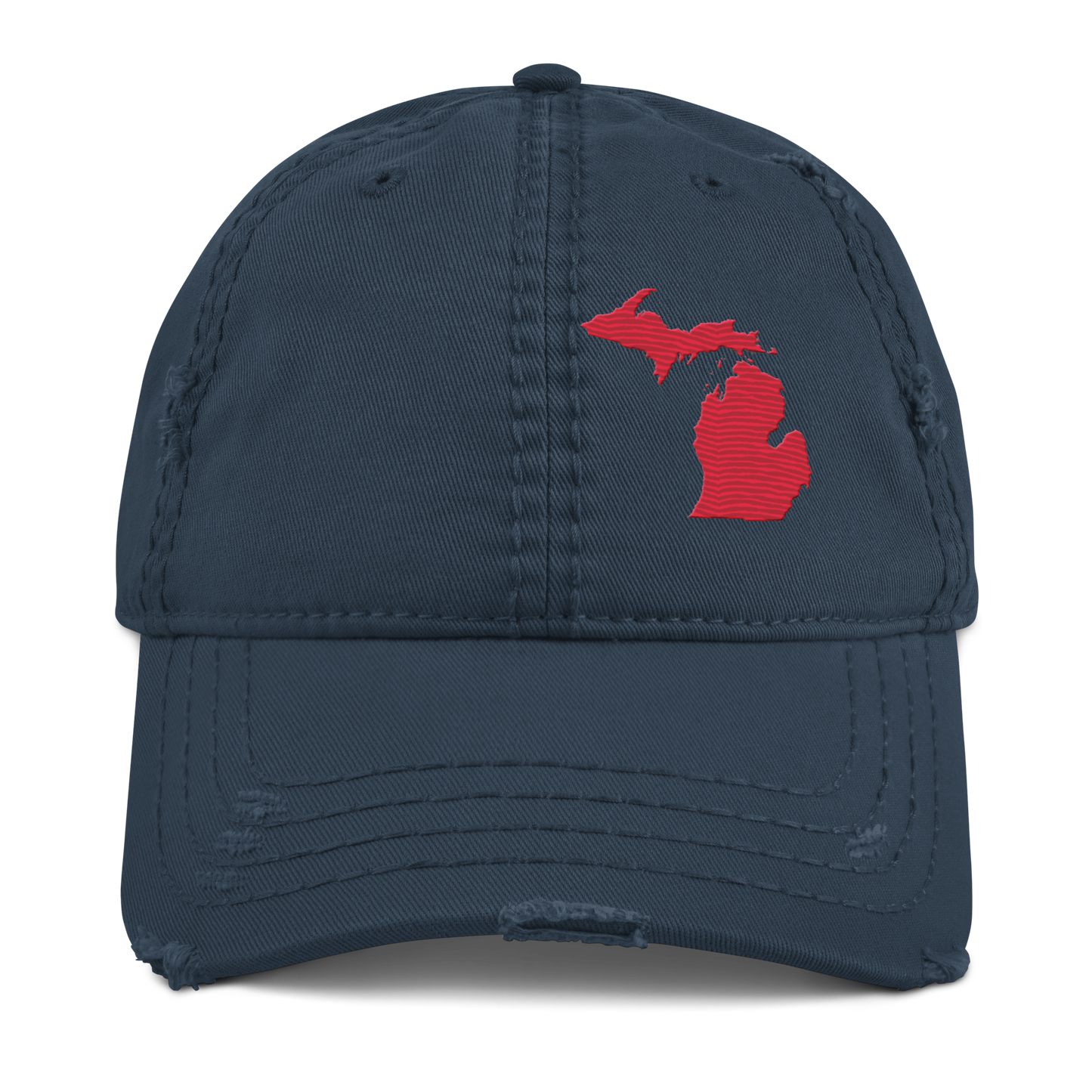 Michigan Distressed Dad Hat | Lighthouse Red Outline