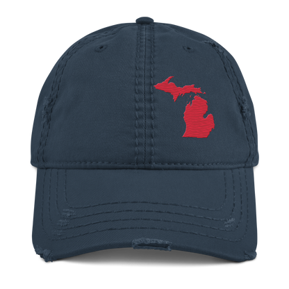 Michigan Distressed Dad Hat | Lighthouse Red Outline