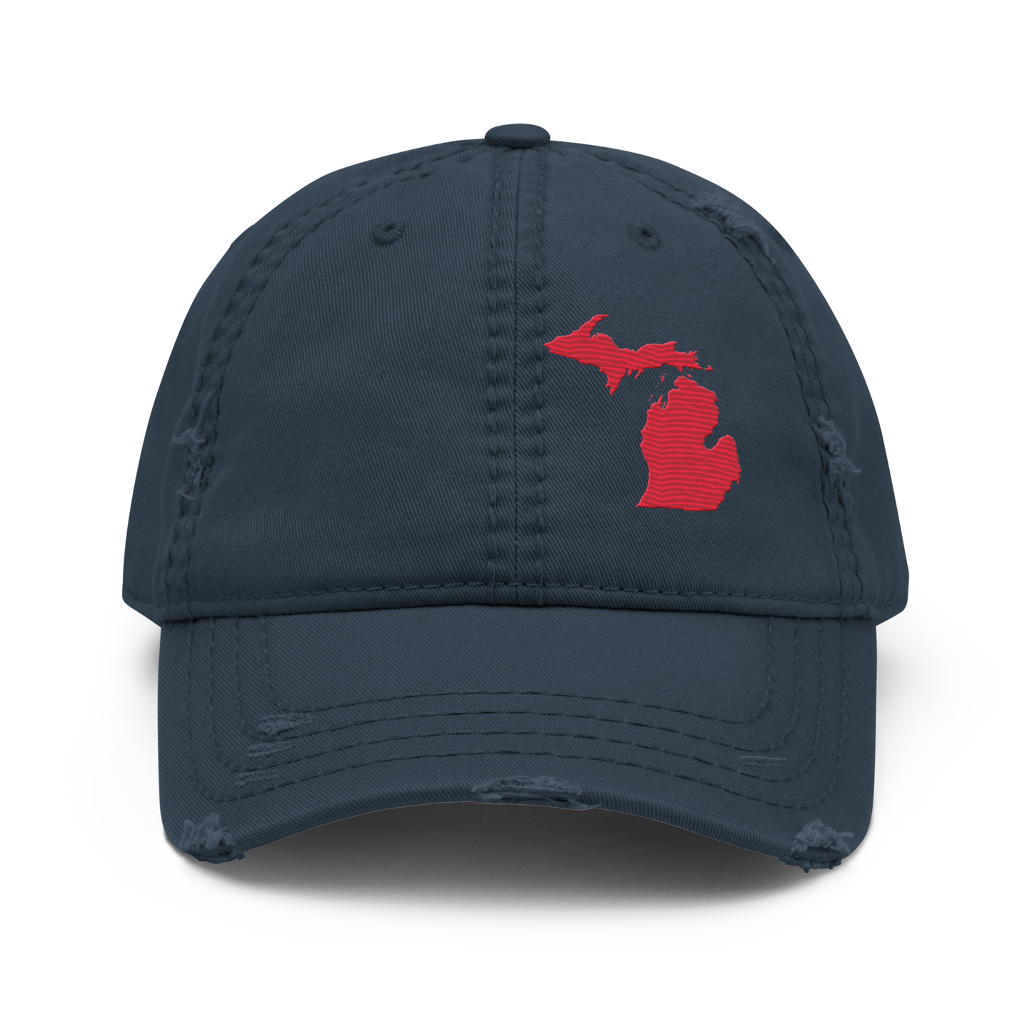 Michigan Distressed Dad Hat | Lighthouse Red Outline